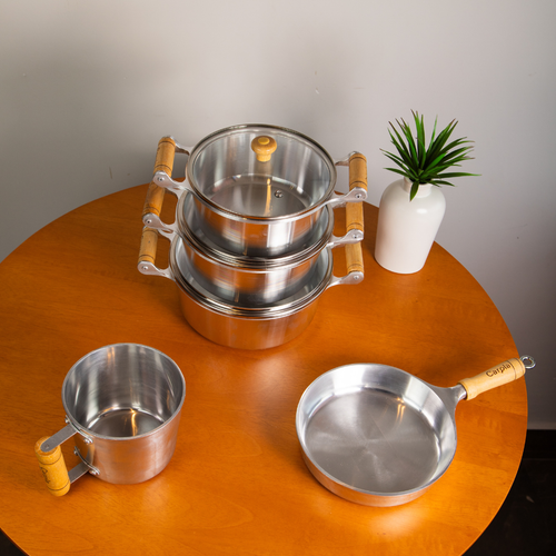 Conjunto 5 Peças Caçarola Frigideira Canecão Fundido