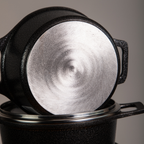 Jogo 5 Panelas Premium Usinadas Antiaderente Craqueadas Alça Inteiriça Tampa de Vidro